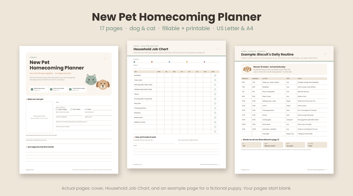 New Pet Homecoming Planner preview