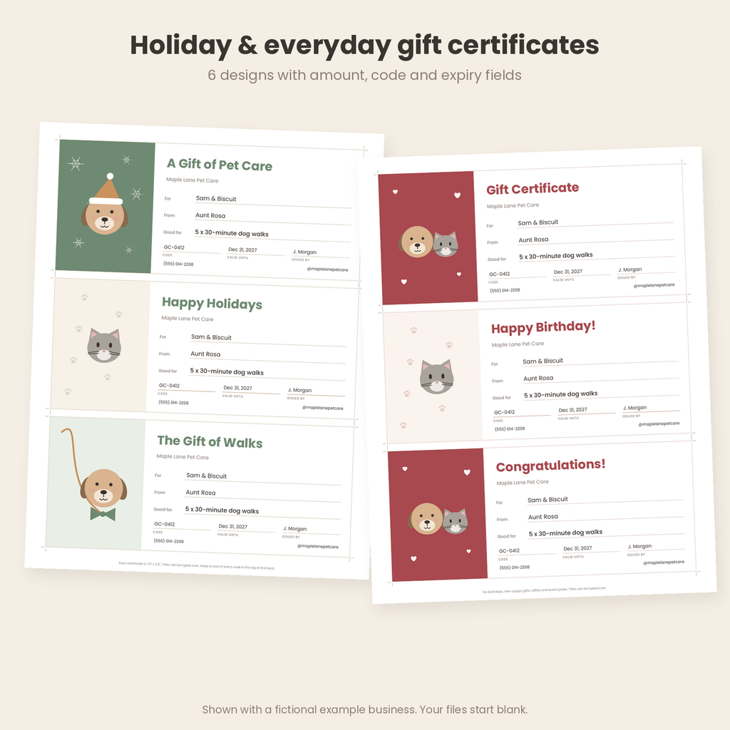 Gift certificates
