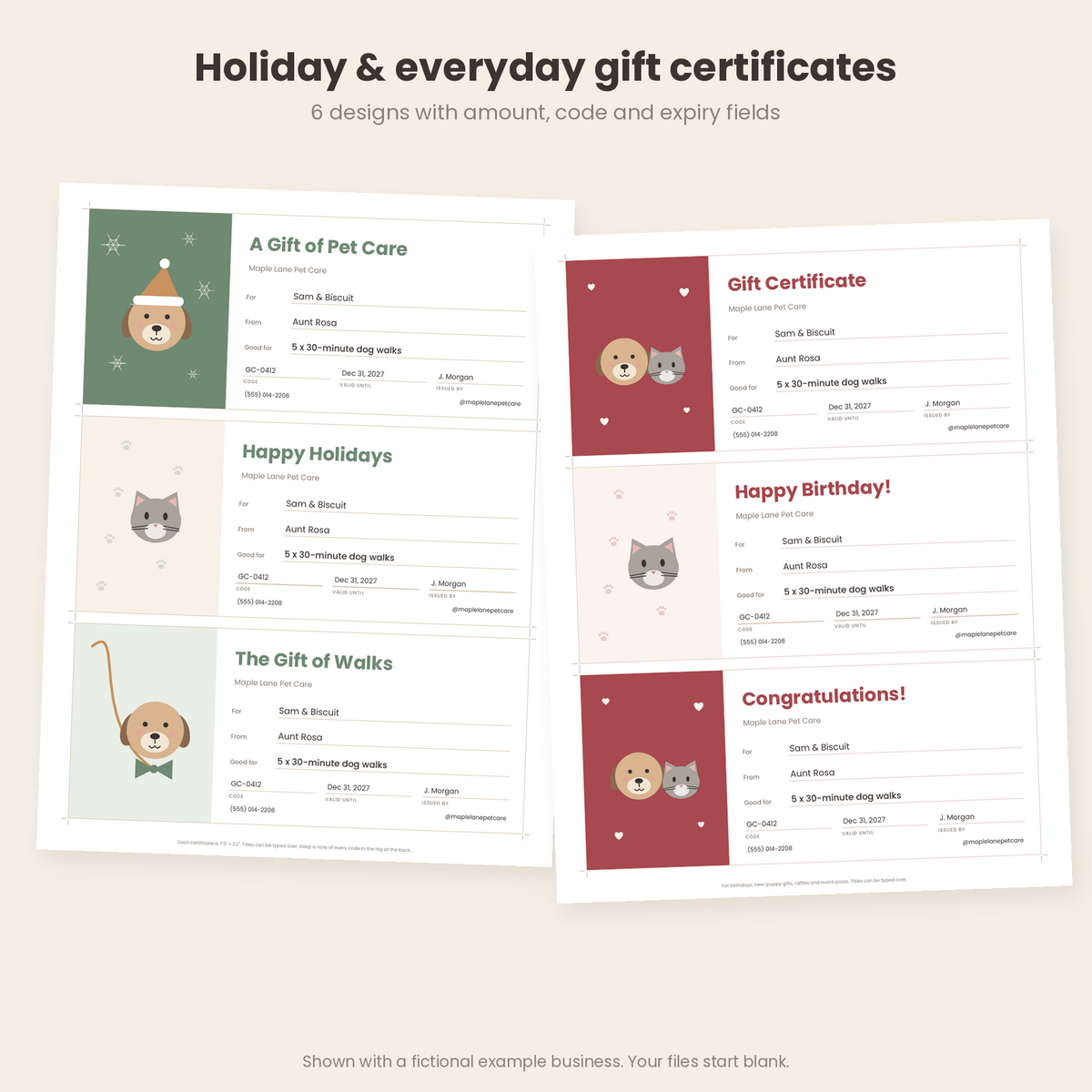 Gift certificates